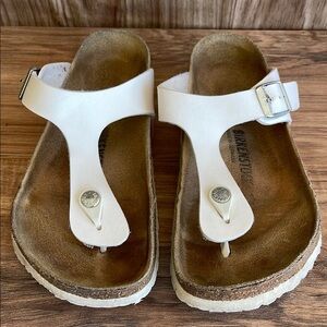 Pre-owned White Women's Toe-Post Sandals Comfortable Casual Slide EU 41 USA 10.5